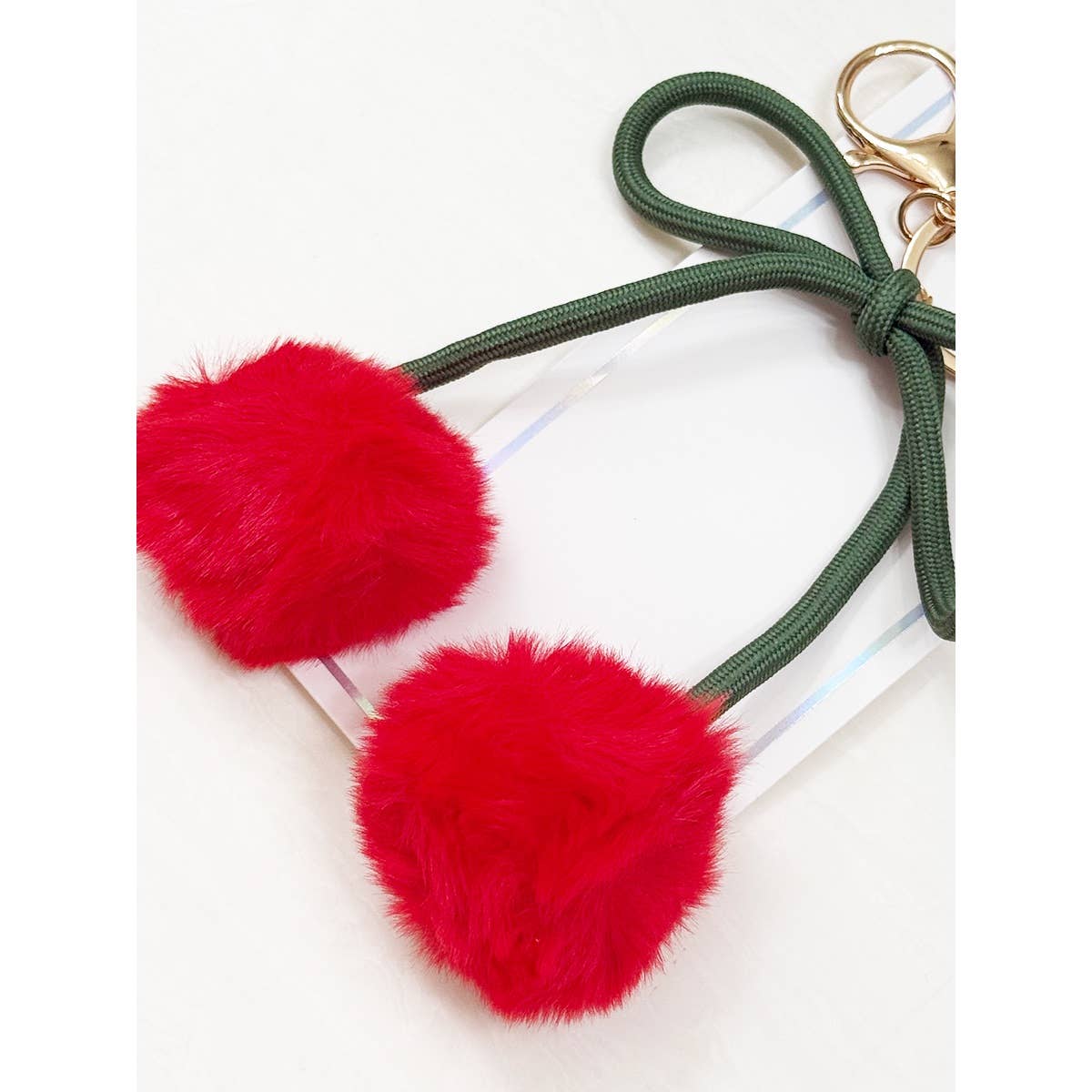 Jumbo Cherry PomPom KeyChain: RED / ONE(6)