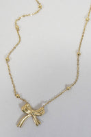 18K STAINLESS STEEL TARNISH FREE BOW NECKLACE | 40NK9387: GOLD