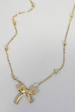 18K STAINLESS STEEL TARNISH FREE BOW NECKLACE | 40NK9387: GOLD
