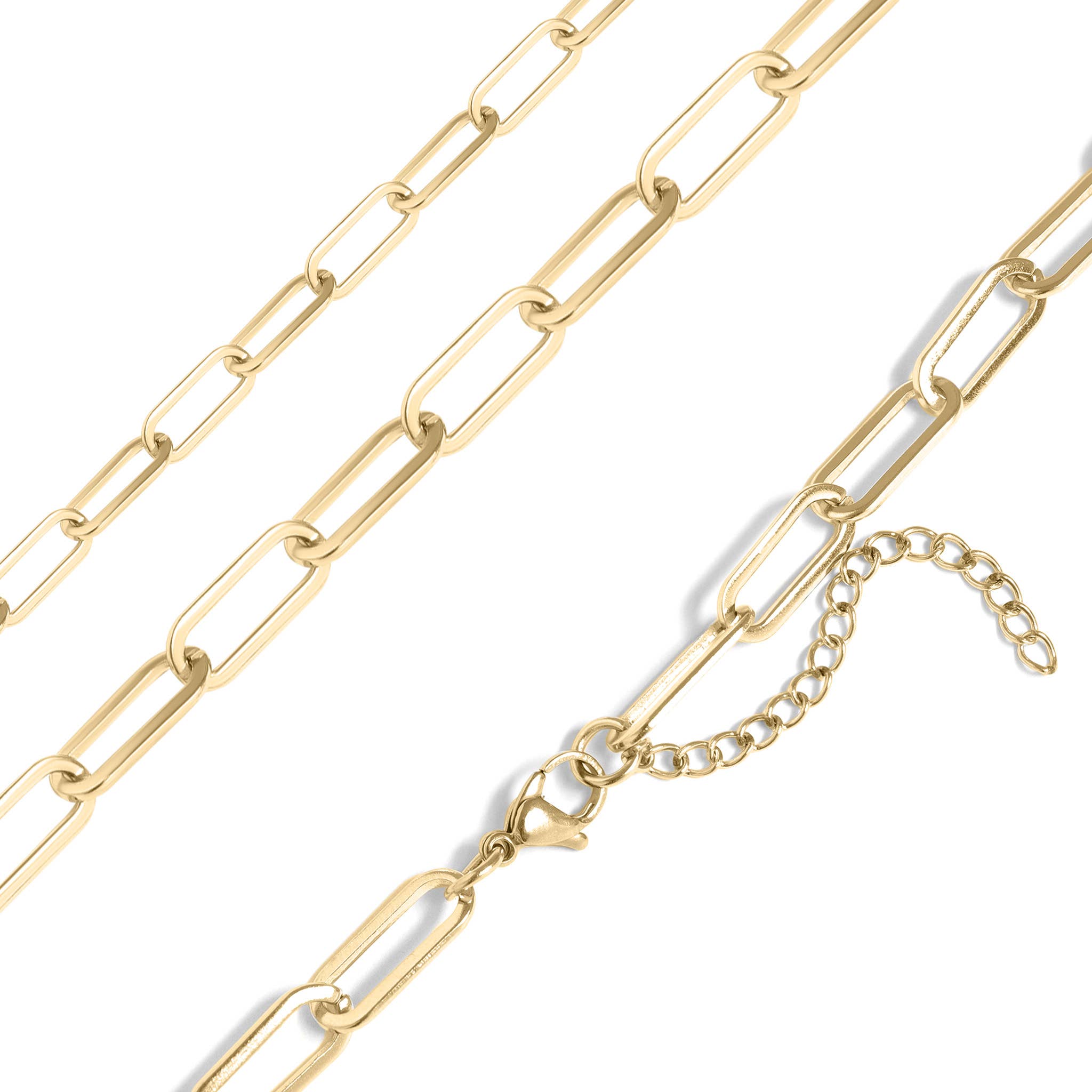 18K Gold Paperclip Chain Necklace: 18+02" / 2.5mm