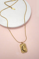 18K STAINLESS STEEL TARNISH FREE MOON NECKLACE | 40NK9446: Gold