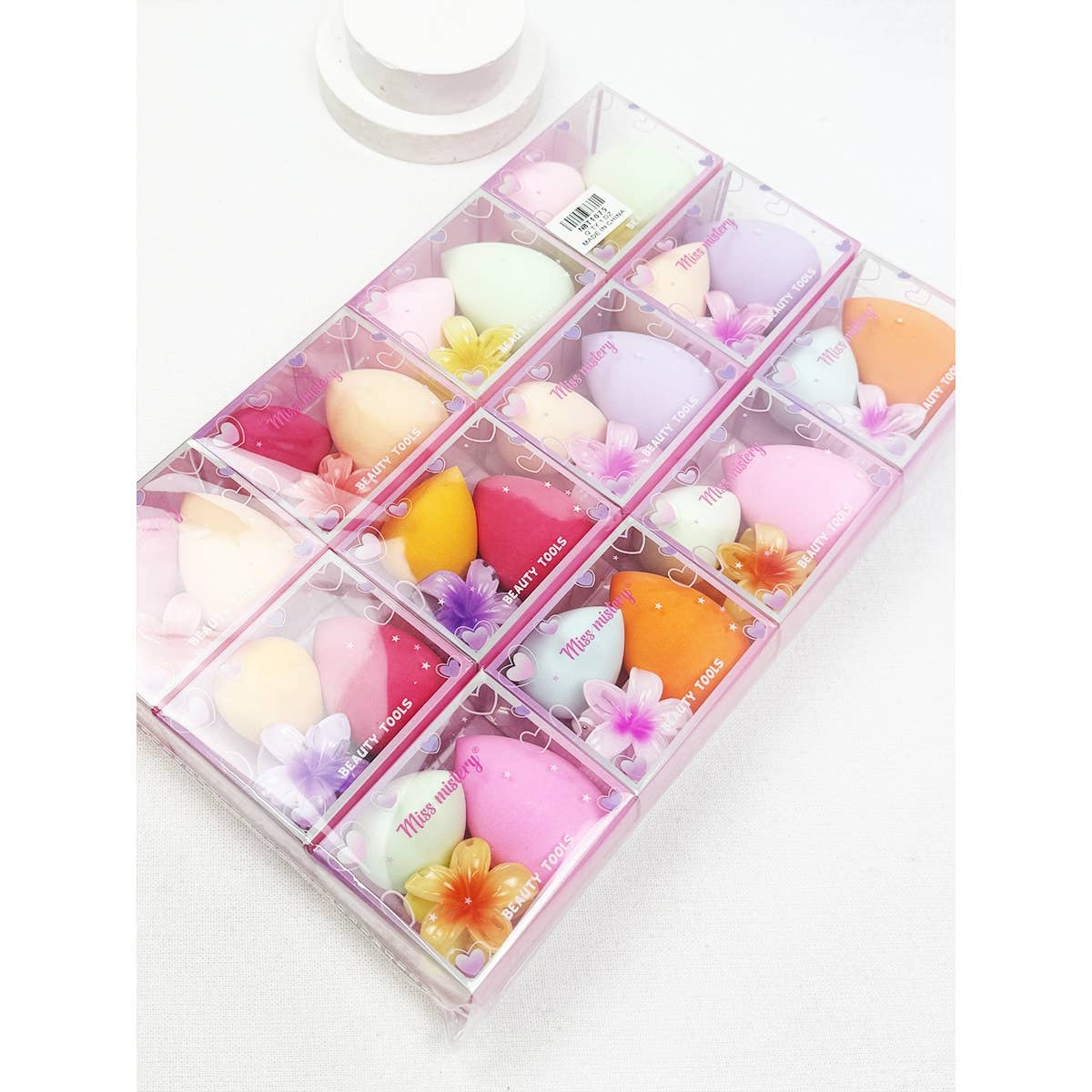 Blending Sponge Set with Cute Flower Hair Claw Clip: MIX COLOR / ONE(12)