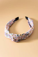 FLOWER PRINT KNOTTED HAIR BAND | 40HB243: TEAL