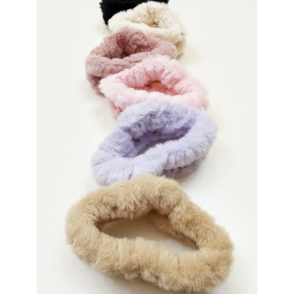 Jumbo Cozy Faux Fur Plush Hair Jaw Clip: MIX COLOR / ONE(12)
