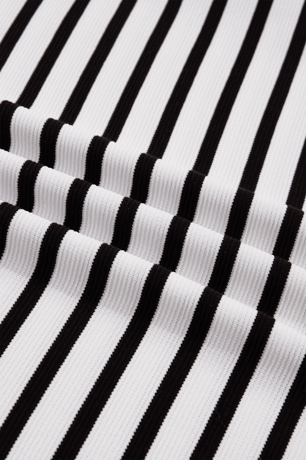 Black Stripe Short Puff Sleeve Color Block Polo Collar Blouse