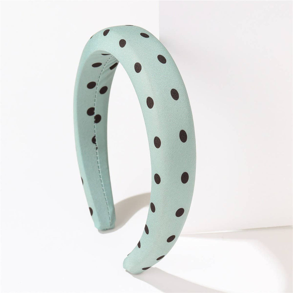 POKA DOT PUFFED SPA HEADBAND HAIR BAND | 40HB189: Green