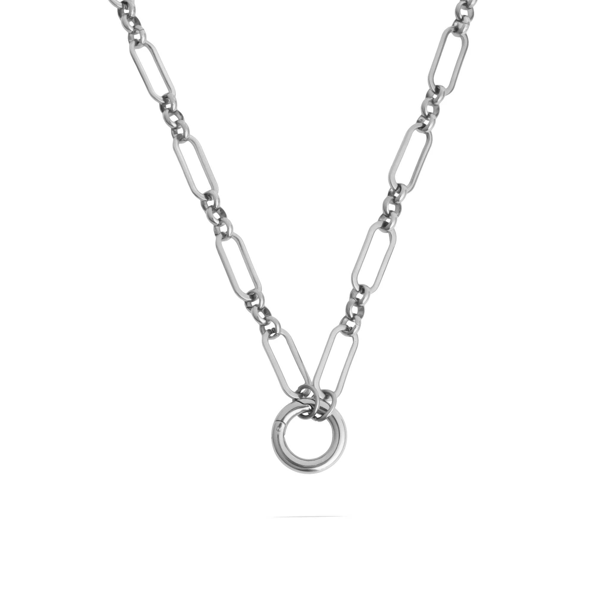 18K Gold PVD Stainless Steel Long Paperclip Charm Necklace: Gold