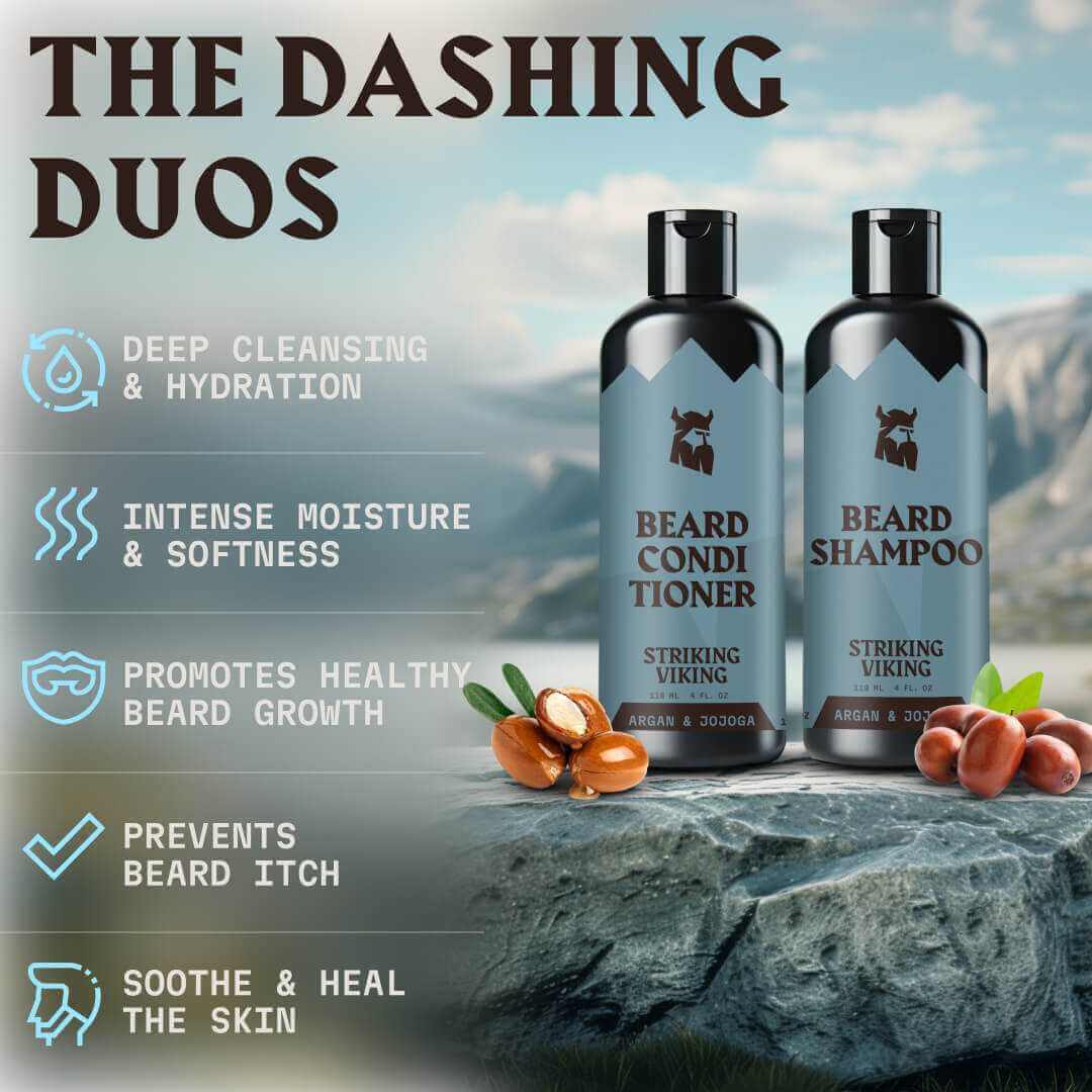Beard Shampoo Conditioner for Men Argan Jojoba Nourishing Ki