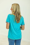 Country Bumpkin Patch Turquoise Ringer Tee: Turquoise