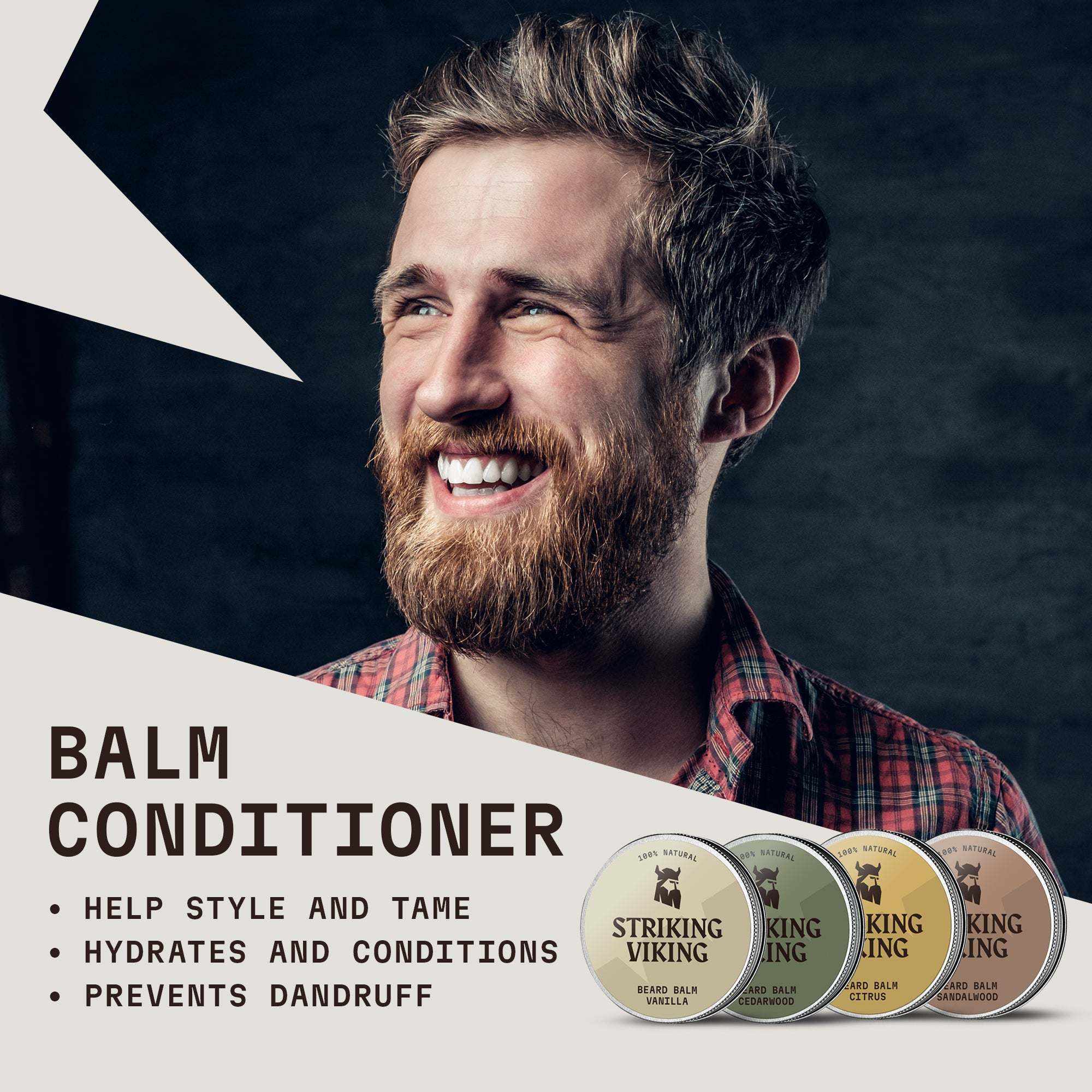 Beard Balm Variety 4 Pack for Men Herbal Nourishing Care Set