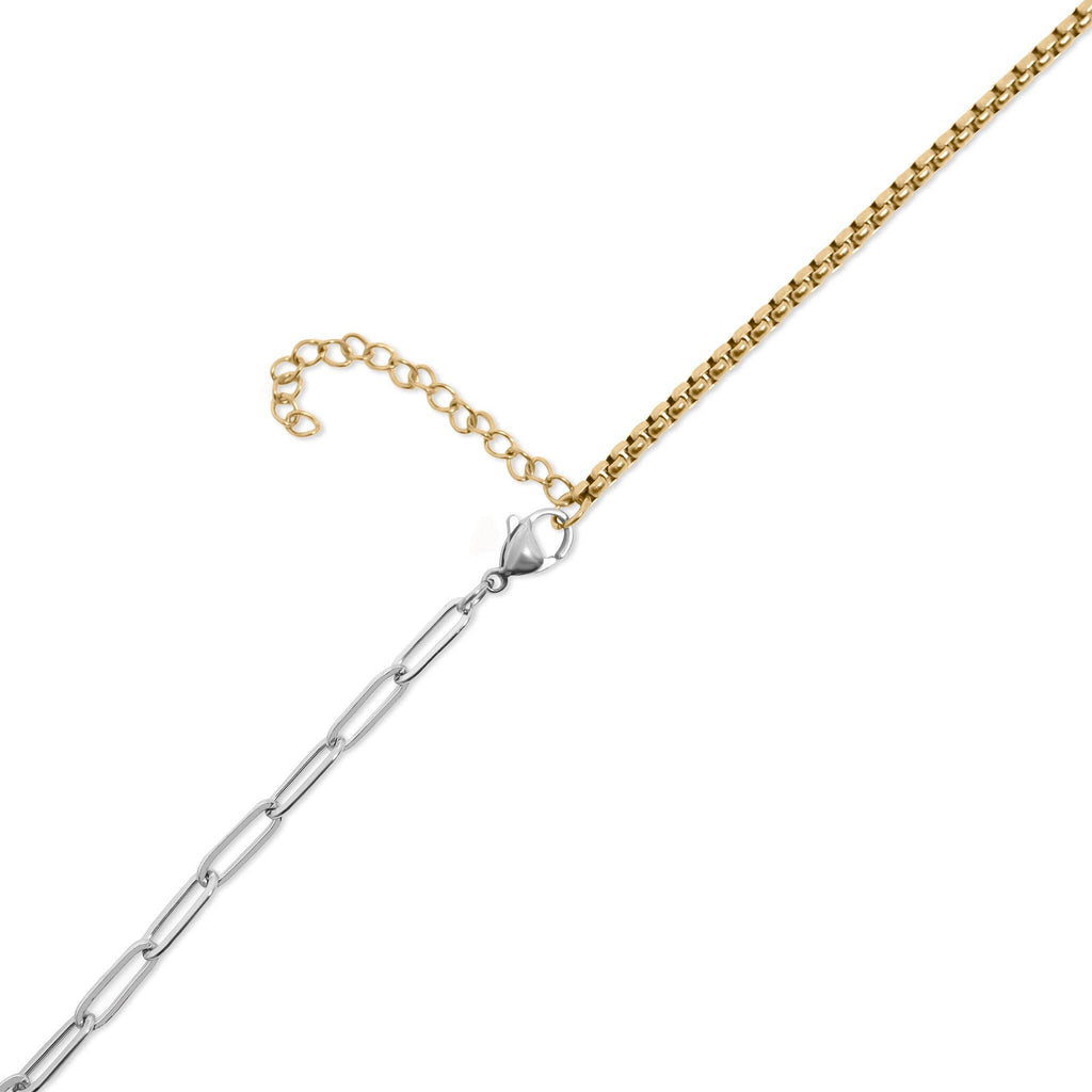 Stainless Steel Mixed Metal Paperclip Carabiner Necklace: Mixed Metal