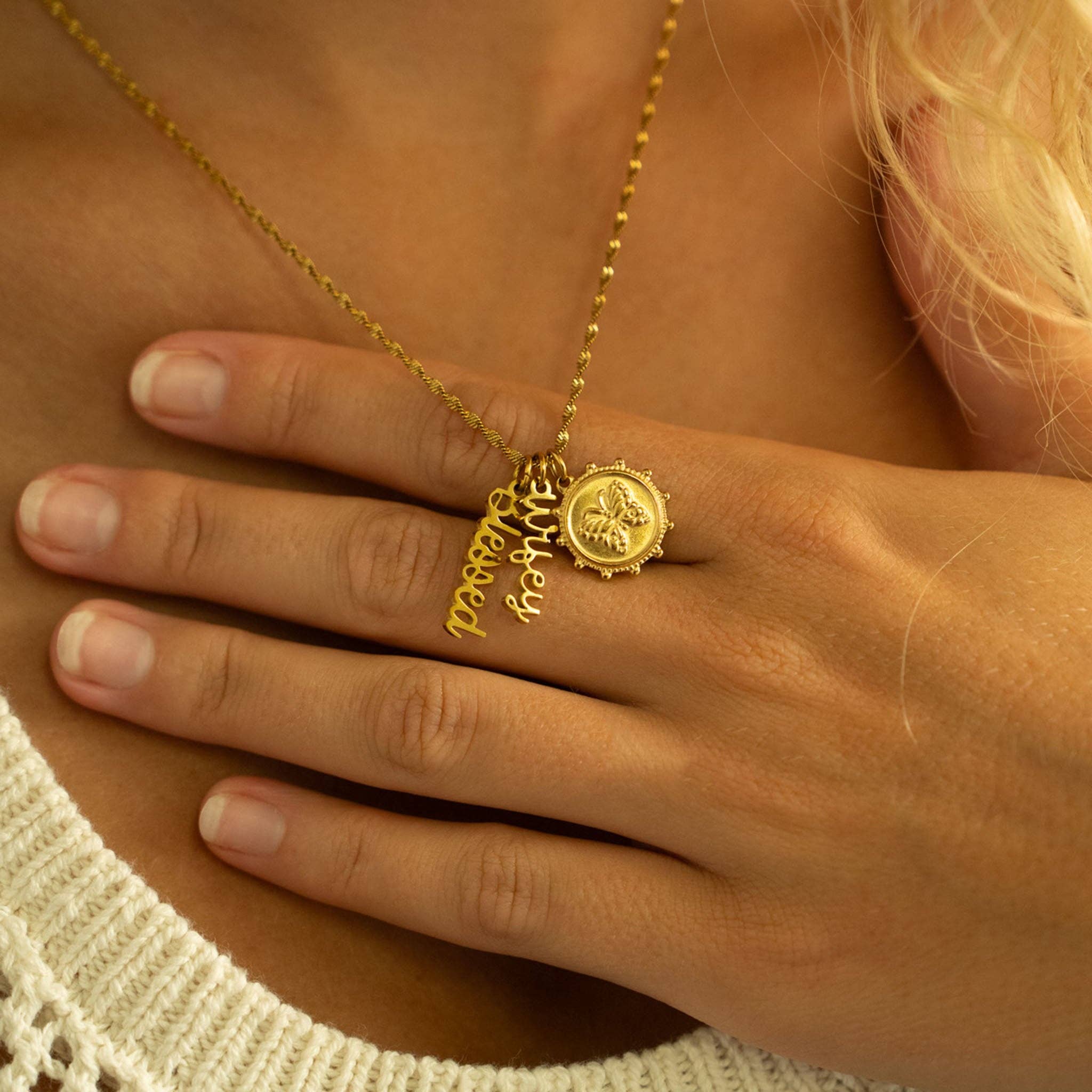 18K Gold PVD Stainless Steel "Wifey" Charm: Gold
