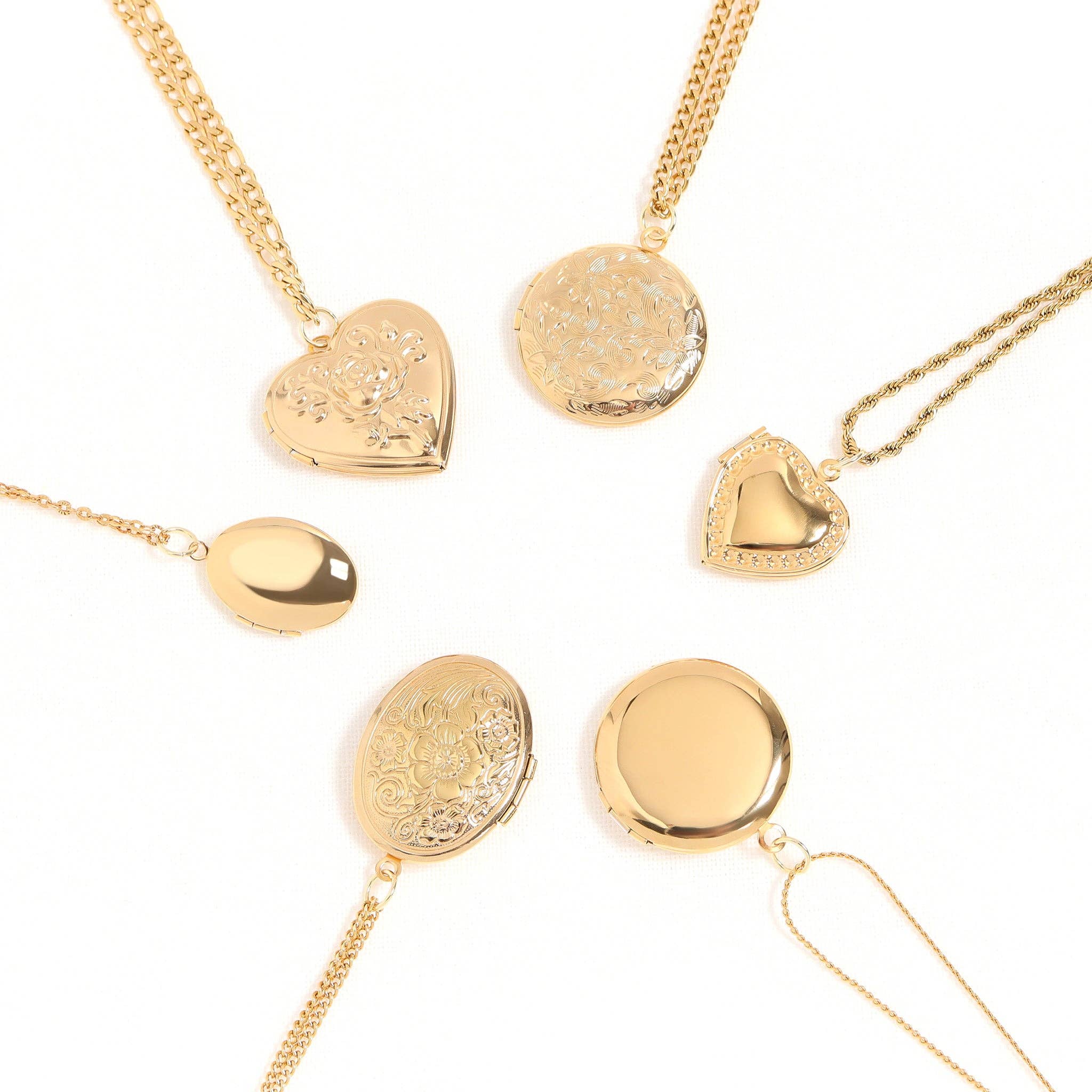 18K Gold PVD Stainless Steel Rose Heart Locket: Gold