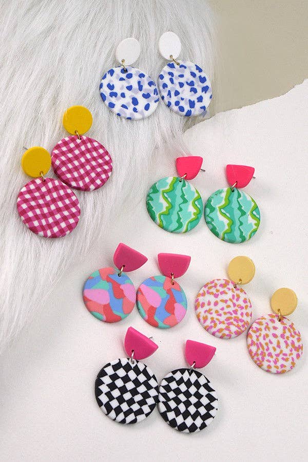 COLORFUL PRINT POLYMER EARRINGS| 40E215: A