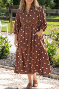 Brown Polka Dot Plus Size Dress