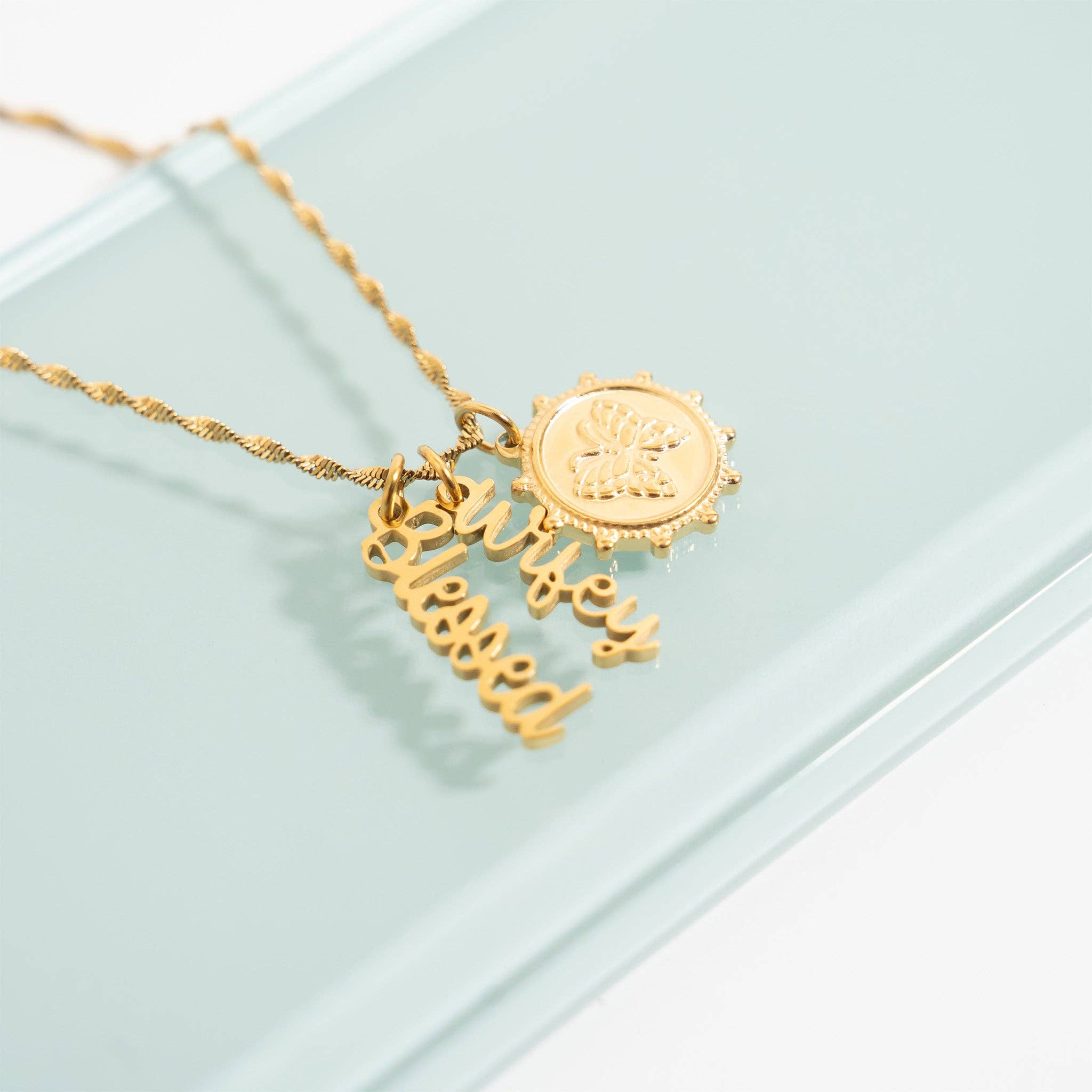 18K Gold PVD Stainless Steel "Wifey" Charm: Gold