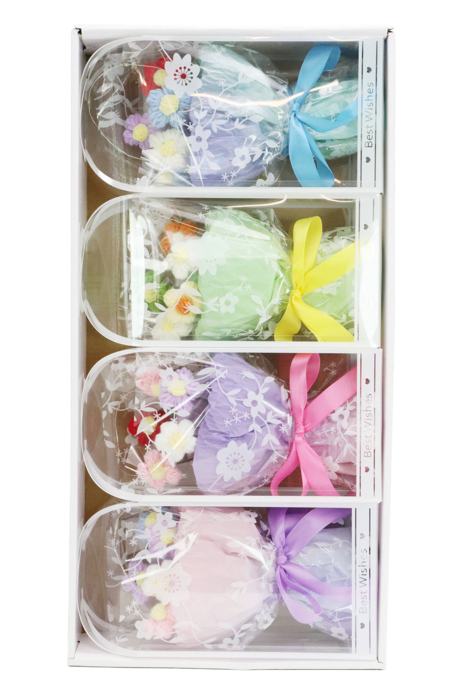 Floral Crochet LED Bouquet Gift Box - 4 pcs: ASSORTED / ONE SIZE