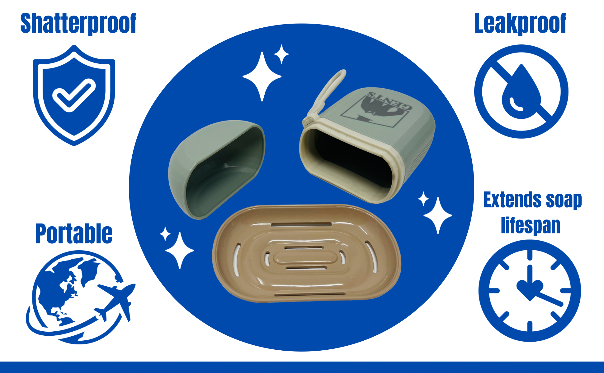 Travel Bar Soap Container Dish fits up to 5 oz bar