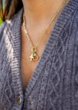 Stainless Steel Paperclip Carabiner Charm Holder Necklace: Gold / 16"+2"