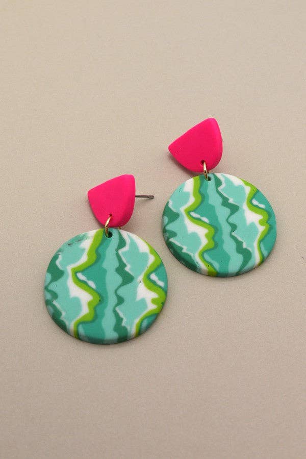 COLORFUL PRINT POLYMER EARRINGS| 40E215: G
