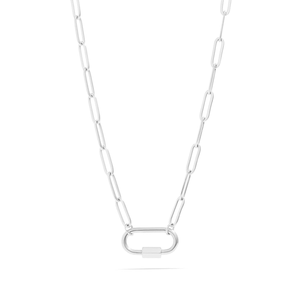 18K Gold PVD Paperclip Carabiner Necklace: Gold / 18+2"