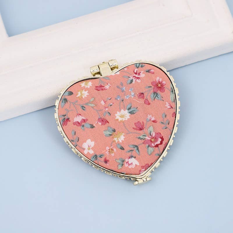 TRAVEL POCKET COMPACT HANDHELD FLORAL MIRROR | 40M103: OFF WHITE