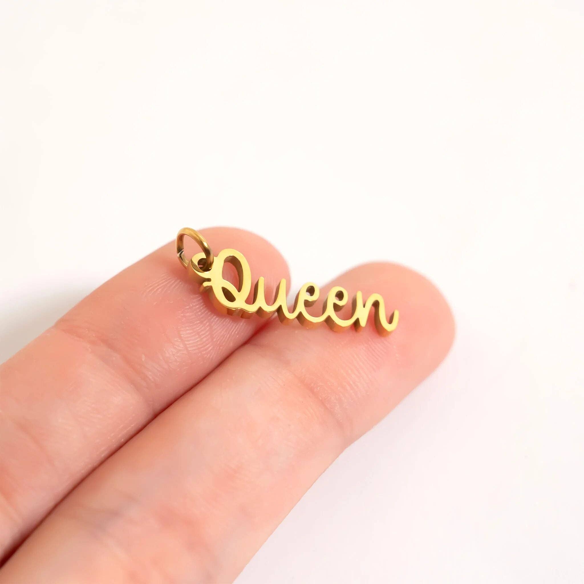 18K Gold PVD Stainless Steel Queen Charm: Gold