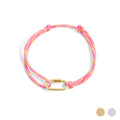 18K Gold PVD Stainless Steel Pink Rope Carabiner Bracelet: Gold