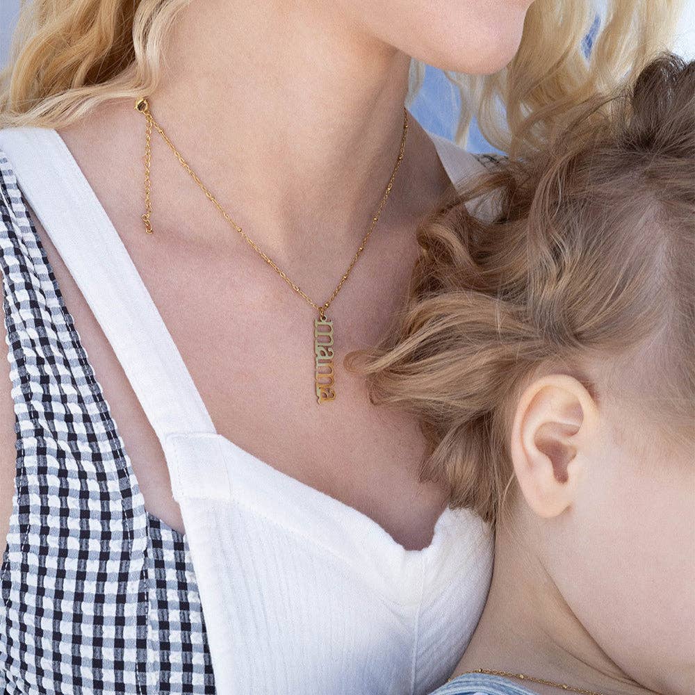 18K Gold PVD Stainless Steel Mama Charm: Gold