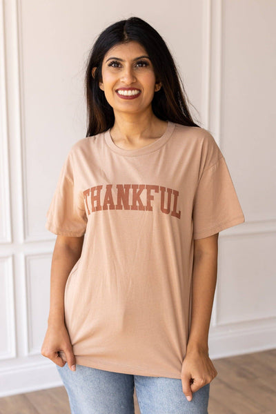 Thankful on Taupe Top: Taupe