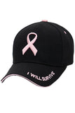Breast Cancer Awareness Ribbon Baseball Cap: White