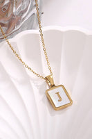 MOP  INITIAL STAINLESS STEEL TARNISH FREE NECKLACE | 40NK314: L