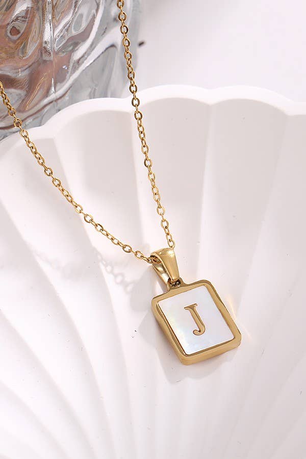 MOP  INITIAL STAINLESS STEEL TARNISH FREE NECKLACE | 40NK314: C