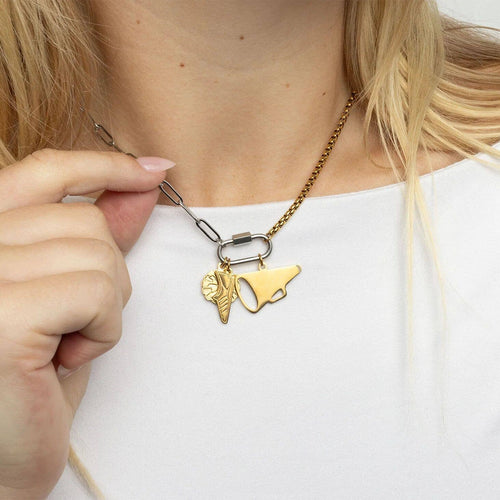 18K Gold PVD Stainless Steel Megaphone Charm: Gold