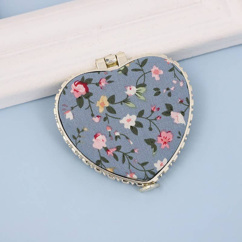 TRAVEL POCKET COMPACT HANDHELD FLORAL MIRROR | 40M103: OFF WHITE