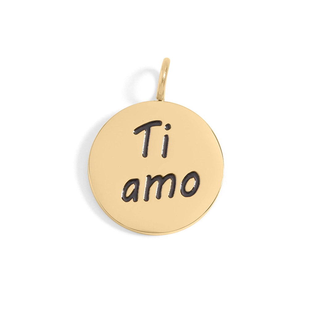 18K Gold PVD Stainless Steel I Love You Language Charm / PDL0260: Gold / English