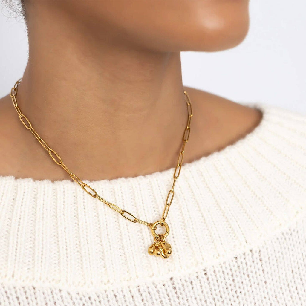 18K Gold Cherry Love Charm Holder Necklace Gift Set: Gold