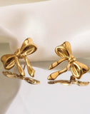 18K STAINLESS STEEL TARNISH FREE BOW STUD EARRINGS | 40E329: GOLD