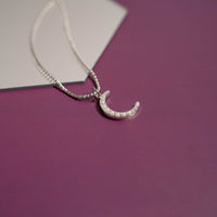 18K Gold PVD Stainless Steel Pearl Beaded Moon Charm: Gold / 15mm