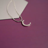 18K Gold PVD Stainless Steel Pearl Beaded Moon Charm: Gold / 15mm