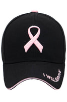 Breast Cancer Awareness Ribbon Baseball Cap: White