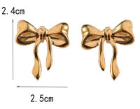 18K STAINLESS STEEL TARNISH FREE BOW STUD EARRINGS | 40E329: GOLD