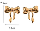 18K STAINLESS STEEL TARNISH FREE BOW STUD EARRINGS | 40E329: GOLD