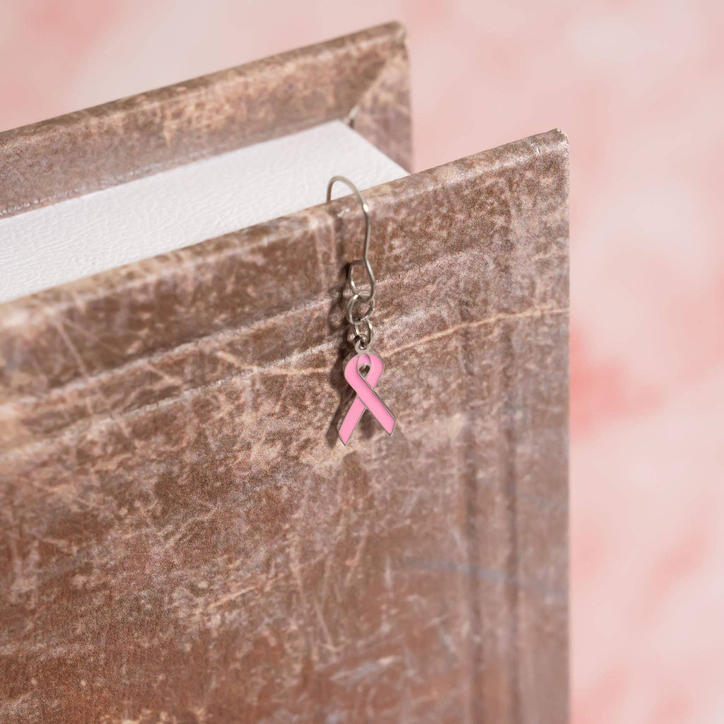 Breast Cancer Awareness Pink Ribbon Charm: Gold