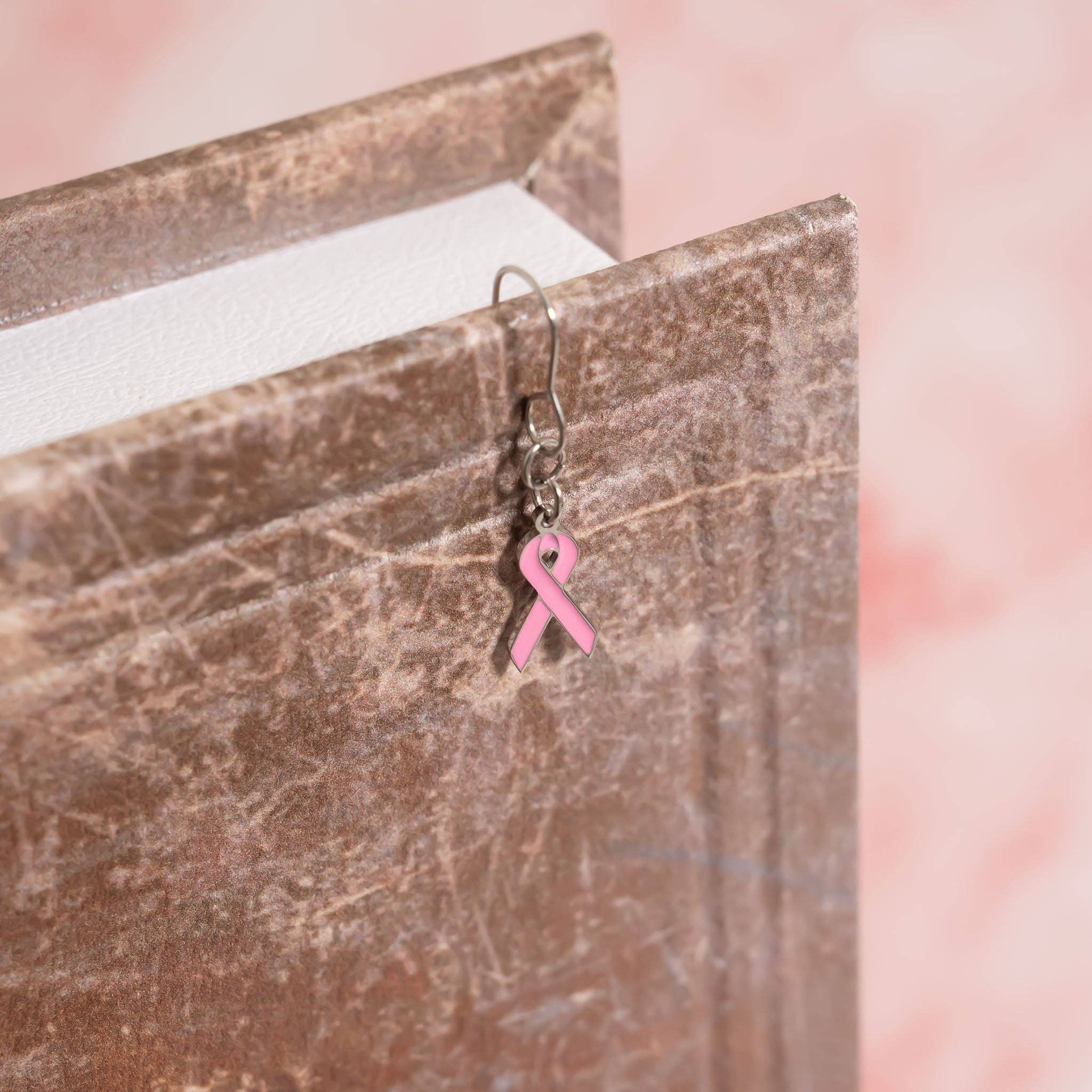 Breast Cancer Awareness Pink Ribbon Charm: Gold