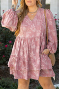 Peach Blossom Ruffle Plus Size Dress