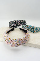 FLOWER PRINT KNOTTED HAIR BAND | 40HB243: TEAL