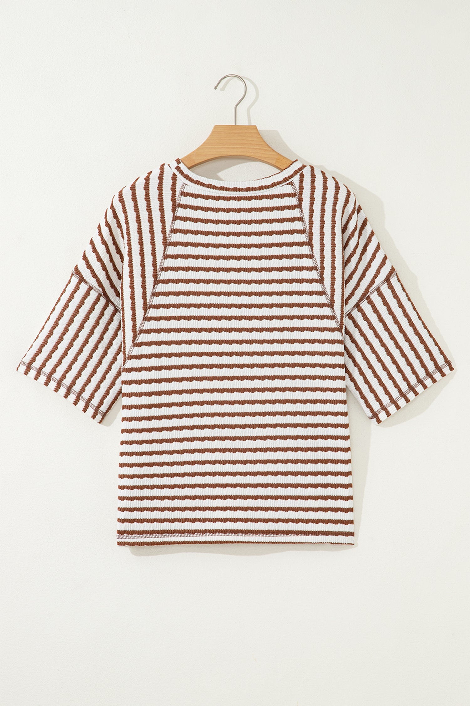 Brown Stripe Textured Knit Top