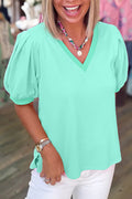 Mint Green Puff Sleeve Blouse