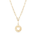 18K Gold PVD Stainless Steel Sunburst Heart Paperclip Pendant Necklace / CHN9969: Gold